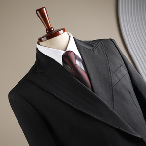 Ensemble de costume d'affaires haut de gamme pour homme, design personnalisé, infroissable, couleur unie, simple boutonnage, revers à revers pointus ornés de perles, 2 pièces - Product Image 4