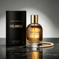 Emballage de flacon de parfum personnalisé en usine, cylindre plat transparent 30ml 50ml 100ml, couvercle en métal argenté de haute qualité avec boîte