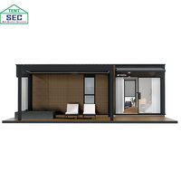 Maisonnette préfabriquée modulaire de luxe en alliage d'aluminium ResortReady, fabriquée en Chine, avec cuisine, salle de bain, confort premium, design moderne.