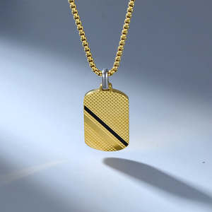 Collier pendentif géométrique en acier inoxydable personnalisé avec gravure de nom, modèle 2026, pour hommes, vente en gros fabricant - Product Image 5