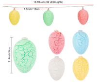 Nouvelles guirlandes lumineuses LED colorées en forme d'œuf de Pâques craquelé, à piles rechargeables, blanc chaud, pour la décoration printanière de la maison