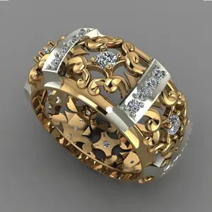 Bestseller vergoldete Ringe für Frauen Europäische und amerikanische hohle Blumenmuster Ring Mode Ehering