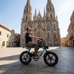 Vélo électrique rétro à pneus larges avec longue banquette, idéal pour la balade sur les pavés et les visites des quartiers historiques - Product Image 6