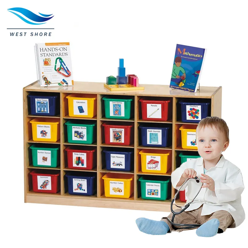 Houten Kids Display Boek Speelgoed Opbergkast Organizer Kinderen Plank Met 3 Planken Kast Voor Kinderkamer Montessori Meubels