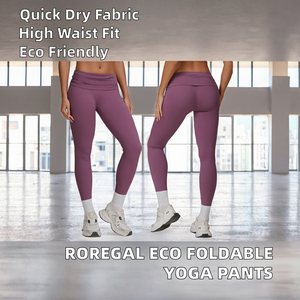 Leggings de yoga Roregal de haute qualité, écologiques, pliables, à taille élastique, en spandex/nylon, séchage rapide, longueur cheville, pour femmes - Product Image 2