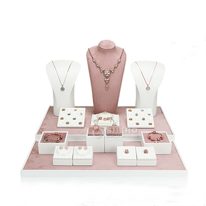 Wholesale Custom <strong>Pink</strong> White <strong>Jewellery</strong> Display Trays Jewelry Display Stand <strong>Set</strong> - Product Image 3
