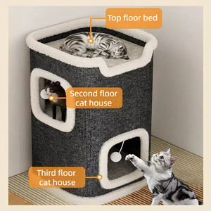 Lit d'intérieur pour chat <span class=keywords><strong>Cat</strong></span> Cave Bed Winter Warm <span class=keywords><strong>Cute</strong></span> <span class=keywords><strong>Cat</strong></span> Condo Hideaway Hut Mobilier moderne pour plusieurs animaux de compagnie lavable - Product Image 2