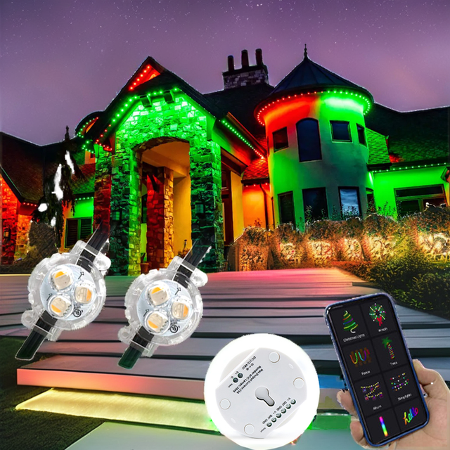 150ft 200ft 300ft 12V RGB App Control LED IP68 PVC Christmas Pixel Light Permanent Holiday Theme Park & Home Lighting Set