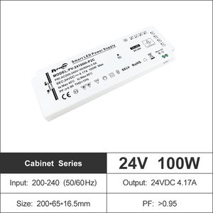 Controlador de Iluminación LED para Gabinete PT Power de 100 W, Delgado, Alto Factor de Potencia 0.95, CA 220-240 V - CC 12 V 24 V, Transformador IP20 CV, Fuente de Alimentación para Tiras LED - Product Image 4