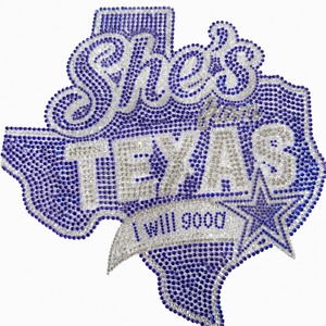Diseño de diamantes de imitación con contorno del estado de Texas, azul y plateado, termoadhesivo, aplique de transferencia de diamantes de imitación para camisetas y ropa DIY - Product Image 1