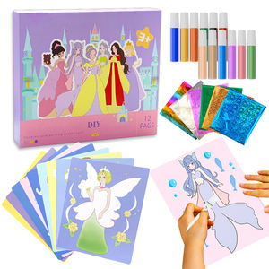4In1戳艺术贴纸刮花画公主艺术水彩画创意儿童益智玩具布艺套装 - Product Image 1