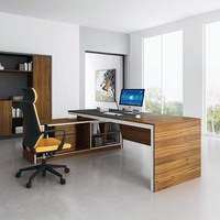 Bureau de direction modulaire extensible en forme de L en bois de luxe moderne pour directeur, PDG, patron