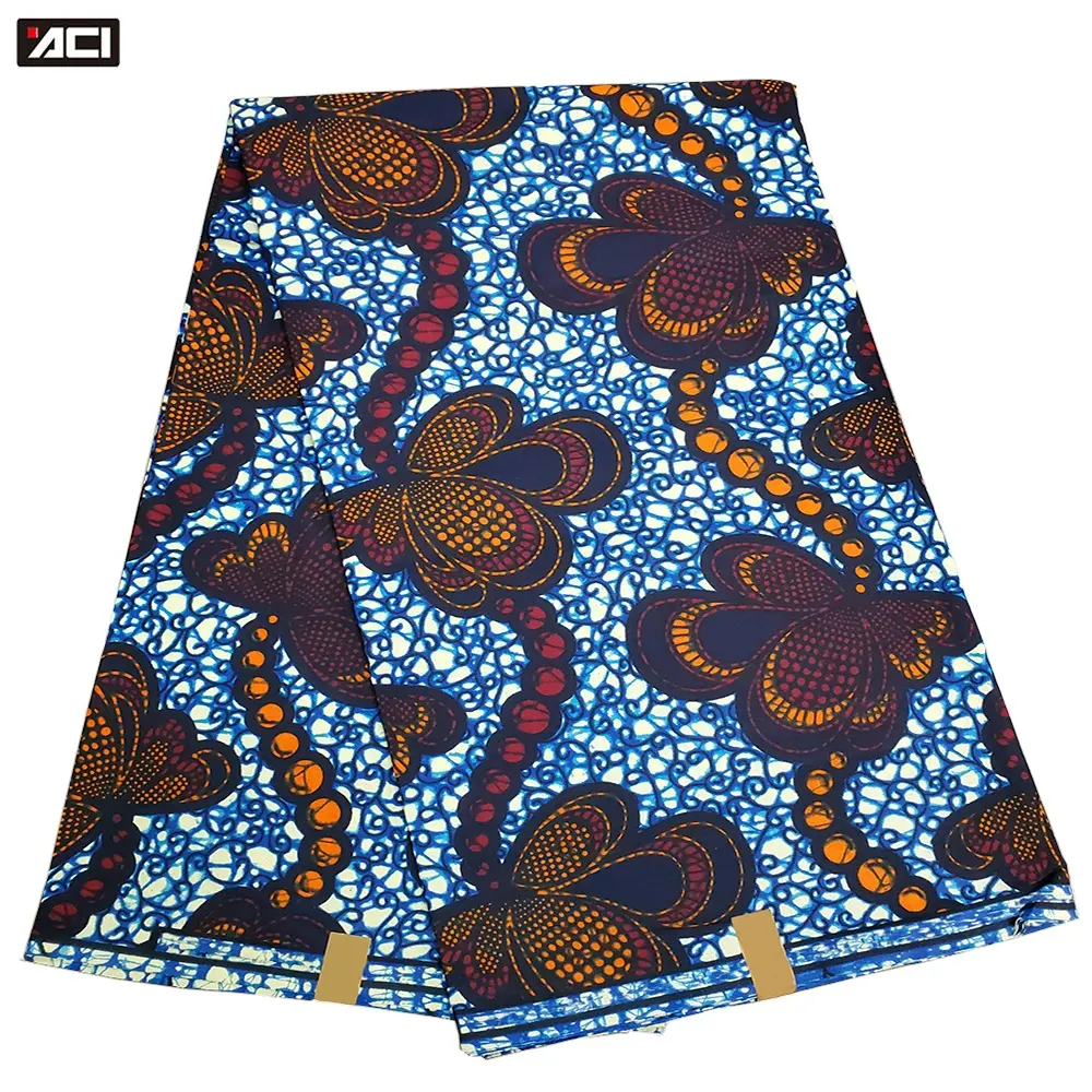 ACI Alibaba, африканская ткань с восковыми принтами, 100% хлопок, настоящий воск, ткань из Анкары, воск для платья для женщин