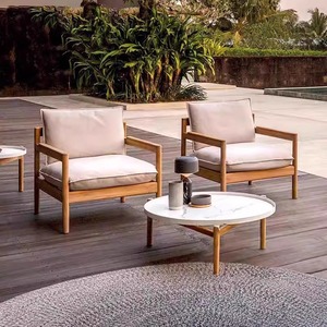 Conjunto de Sofás de Patio de Teca para Exteriores, Resistente al Agua y a los Rayos UV, Muebles de Jardín con Diseño en Forma de L - Product Image 1
