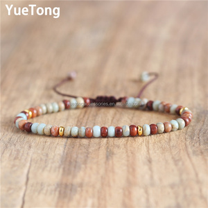 El yapımı 2x4mm Rondelle emperyal Jasper boncuk Dainty bilezik ayarlanabilir şifa enerji taş takı kadınlar için toptan - Product Image 5