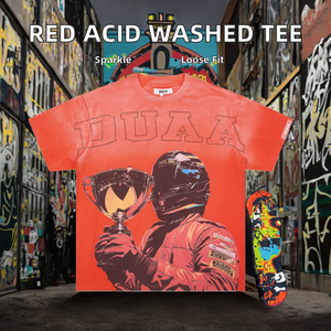 Camisetas de Gran Tamaño Unisex con Estampado DTF Vintage Lavado, 100% Algodón, Cuello Redondo, Manga Corta, con Pedrería - Product Image 2