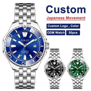 Montre de plongée OEM ODM FOKSY 100M avec logo personnalisé, cadran vert, automatique, mécanique, pour homme, bracelet en acier inoxydable - Product Image 1