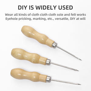 Aiguille à coudre double en bois naturel pour la réparation de chaussures, aiguille droite, aiguille à perforer le cuir, aiguille à crochet avec manche en bois, perce-aiguille - Product Image 5