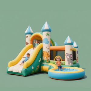 Château gonflable combiné avec toboggan pour enfants, fabriqué sur mesure en usine, pour les fêtes à domicile avec souffleur - Product Image 4