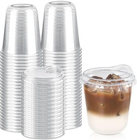 Gobelets à café en plastique PP pour animaux de compagnie avec logo personnalisé, 12 oz, 16 oz, gobelets jetables avec couvercles pour café glacé, gobelet à emporter