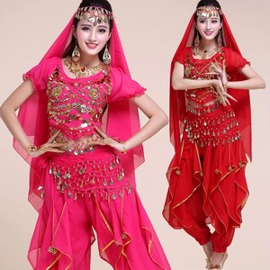Jh848 Trending Style Dancing Clothing Set Stage Performance <strong>Dancer</strong> Wear Woman <strong>Belly</strong> Dance <strong>Costume</strong> 6 Piece Dance Suit for Women - Product Image 2