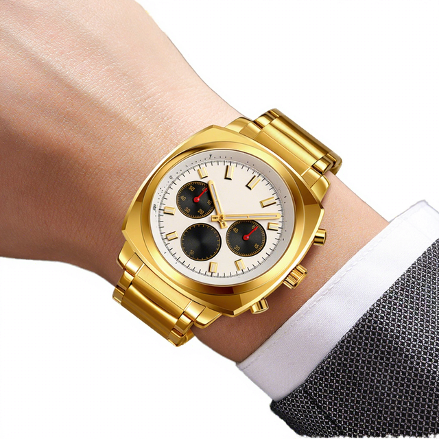 Men's Gifts, Fashion Business, Luxury Gold Chronograph Quartz Sports Watch, Wholesale Price