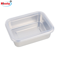 Boîte de conservation alimentaire en acier inoxydable avec couvercle transparent, boîte de préparation des aliments, boîte de conservation de la fraîcheur, boîte de pique-nique