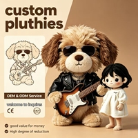 Boneka Anjing Kulit Imitasi Custom, Boneka Anjing Berpakaian Musisi Gitar, Boneka Anjing Berambut Keriting, Pasokan Grosir Untuk Toko Hadiah Remaja