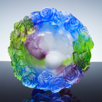 Luxe Antique Murano Cristal Vase Haute Qualité Décorations Pour La Maison Sculpté Rose fleur Vert Bleu Couleur Coulée Souvenir Cadeaux