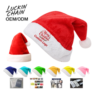 หมวกซานต้าแบบปรับแต่งได้ เป็นมิตรกับสิ่งแวดล้อม ขนเฟอร์เทียมสีแดงขาว หมวกคริสต์มาส พิมพ์ลายสกรีนโลโก้ส่วนตัว - Product Image 1