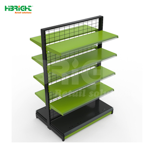 Commercial <b>Metal</b> Perforated Back Panel Supermarket Shelf Wall Mounted Retail Store Display Rack with Hooks - Product Image 3