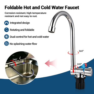 Robinet d'eau chaude et froide pliable pour <span class=keywords><strong>camping</strong></span>-<span class=keywords><strong>car</strong></span>, en acier inoxydable, rotatif et pliable, pour évier de caravane, <span class=keywords><strong>camping</strong></span>-<span class=keywords><strong>car</strong></span>, cuisine - Product Image 3