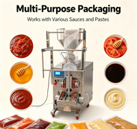 Machine d'emballage alimentaire entièrement automatique Fomax pour sauce chili, beurre de cacahuète, sauce tomate en sachets en papier, remplissage quantitatif
