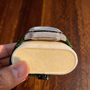 <span class=keywords><strong>Orologio</strong></span> Hip Hop con <span class=keywords><strong>Cinturino</strong></span> in <span class=keywords><strong>Pelle</strong></span> e Lunetta in Moissanite per Uomo, Impermeabile, con Diamanti, Meccanico <span class=keywords><strong>Automatico</strong></span> Fatto a Mano - Product Image 5