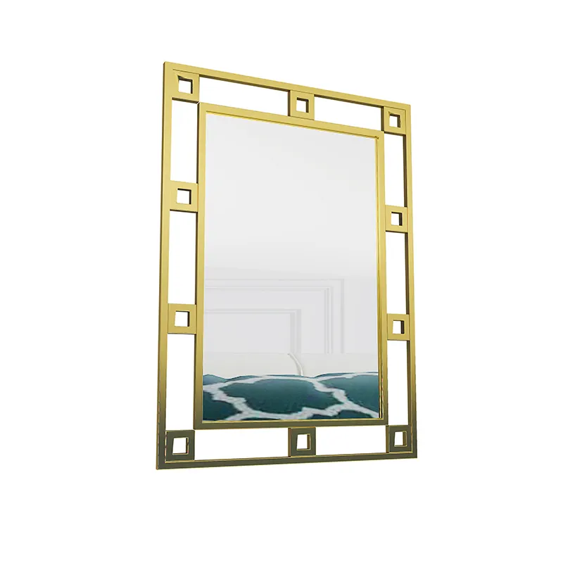 Espelho de maquiagem dourado antigo, quadro de ferro dourado para decoração de casa