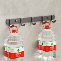 Porte-serviettes et vêtements adhésif en aluminium sans perçage, 6 crochets, design moderne et écologique, pour salle de bain et cuisine, boîte de rangement