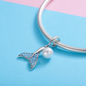 Pulsera y brazalete <span class=keywords><strong>de</strong></span> Plata <span class=keywords><strong>de</strong></span> Ley 925 con cola <span class=keywords><strong>de</strong></span> sirena para mujer, cuentas <span class=keywords><strong>de</strong></span> circonia cúbica, elegante, regalo <span class=keywords><strong>de</strong></span> joyería, SCC877 - Product Image 3