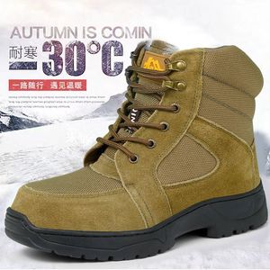 Botas de Nieve para Hombre, Color Caqui, Forradas de Lana, Tacón Medio, Cálidas, de Algodón, para Exteriores - Product Image 1