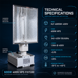 Sistema de Iluminación Hortícola Hortlight de <span class=keywords><strong>600W</strong></span> con Lámpara <span class=keywords><strong>HPS</strong></span> de un Solo Extremo, 340-420V, para Invernaderos Comerciales - Product Image 5