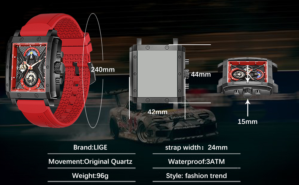 LIGE 8965 New Fashion Mens Watches  Brand Luxury Silicone Quartz Watch Men Waterproof Chronograph 24 Hour Sport Clock