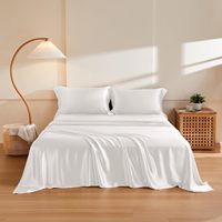 Top Grade 4 pièces 6A + ensembles de literie de luxe 100% feuille de soie de mûrier naturel Ultra doux Durable 1 drap housse 1 drap plat 2 oreiller