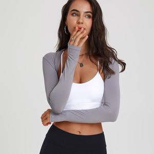 Ropa de Yoga, venta de <span class=keywords><strong>outlet</strong></span>, chal de baile deportivo, cárdigan de Color sólido para Fitness, chaleco pequeño, blusa de entrenamiento, ropa de Yoga para <span class=keywords><strong>mujer</strong></span> - Product Image 1