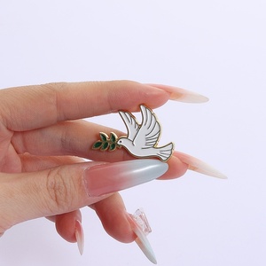 Custom Zinc Alloy <b>Pin</b> Animal Bird Peace Dove Olive Branch Brooch Metal <b>Badge</b> Clothing Lapel <b>Pin</b> Gift Wholesale - Product Image 4