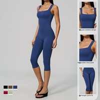 Combinaison de sport sans bretelles DY avec logo personnalisé, respirante, extensible dans quatre directions, en spandex/nylon, col en U, ajustée, une pièce, longueur genou