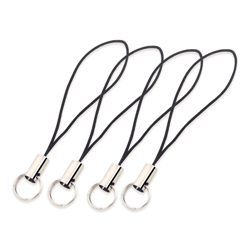 Оптовая продажа, черный ремешок для телефона с кольцом для ключей