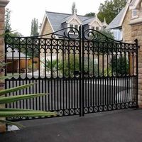 Normes australiennes Porte en fer forgé Clôture en acier Porte d'allée Villa Portes battantes Système de porte de clôture en métal pour la sécurité