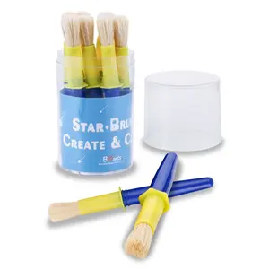 20 Pcs Star Shape Acrylic Craft Paint Art Brush Set in a PVC Drum Tube Large Size