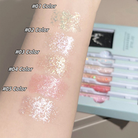 5 pièces Shimmer Liquid Eyeshadow Set Glitter Sparkle Liquid Metallic Eyeshadow Set cadeau de Noël avec collier