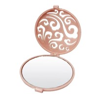 Petit miroir cosmétique pliable en plastique argenté de poche, double face, avec fonction grossissante pour filles