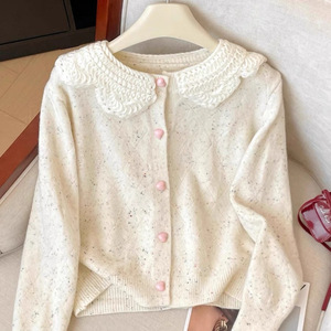 Women's Peter Pan Collar <b>Cardigan</b> Sweater Loose Fit Candy Color Knitwear Anti-Pilling Single Breasted Autumn Winter Outerwear - Product Image 4